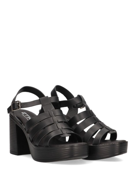 Sandalia de mujer ETIKA 30011 negro sintetico tacón alto