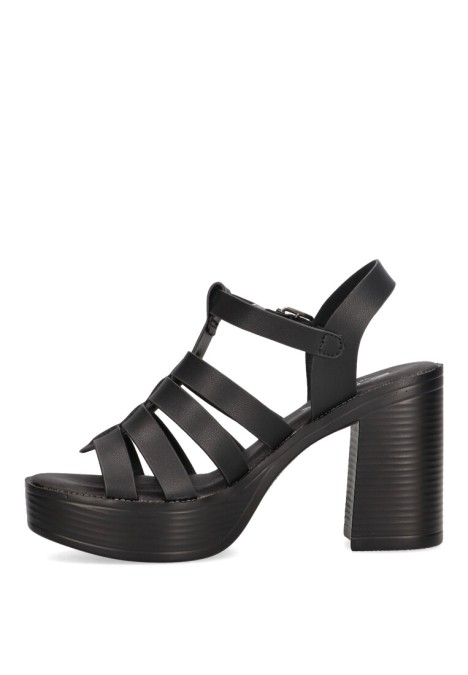 Sandalia de mujer ETIKA 30011 negro sintetico tacón alto