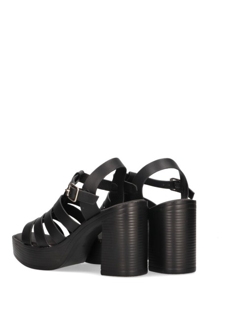 Sandalia de mujer ETIKA 30011 negro sintetico tacón alto