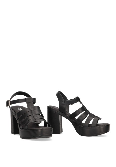 Sandalia de mujer ETIKA 30011 negro sintetico tacón alto