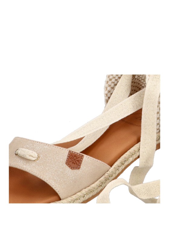 Sandalia de mujer POPA capri boreal oro piel suela plana