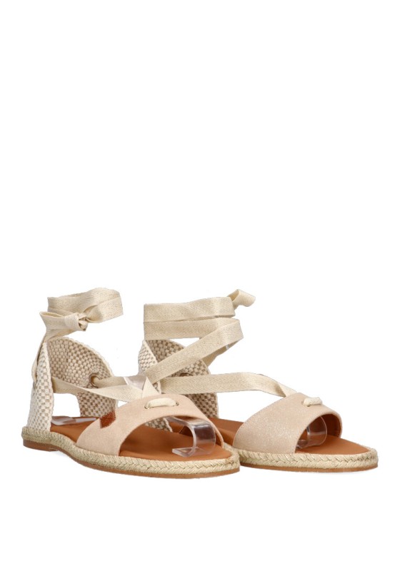 Sandalia de mujer POPA capri boreal oro piel suela plana