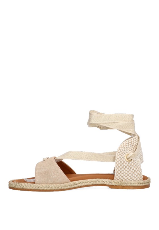 Sandalia de mujer POPA capri boreal oro piel suela plana