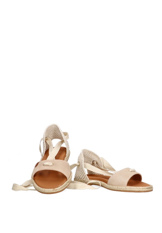 Sandalia de mujer POPA capri boreal oro piel suela plana