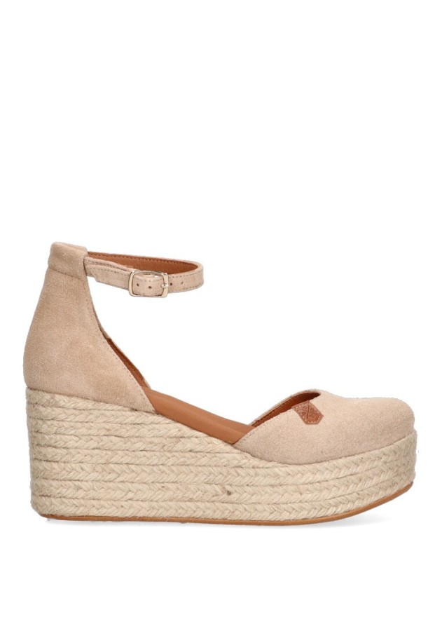 Alpargata de mujer POPA cantalar serraje beige piel cuña alta