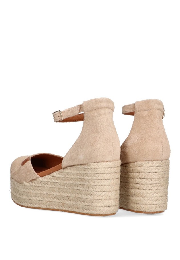 Alpargata de mujer POPA cantalar serraje beige piel cuña alta