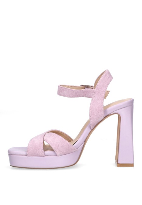 Sandalia de mujer ETIKA 90013 malva antelina tacón alto