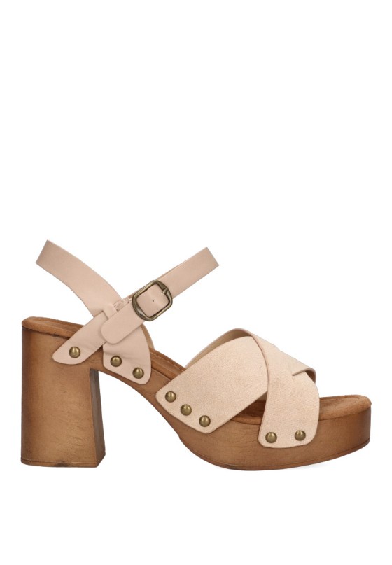 Sandalia de mujer ETIKA 30012 beige sintetico tacón alto
