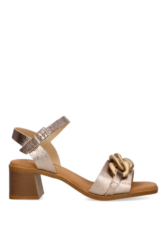 Sandalia de mujer LUNA SD 5354 oro piel tacón medio
