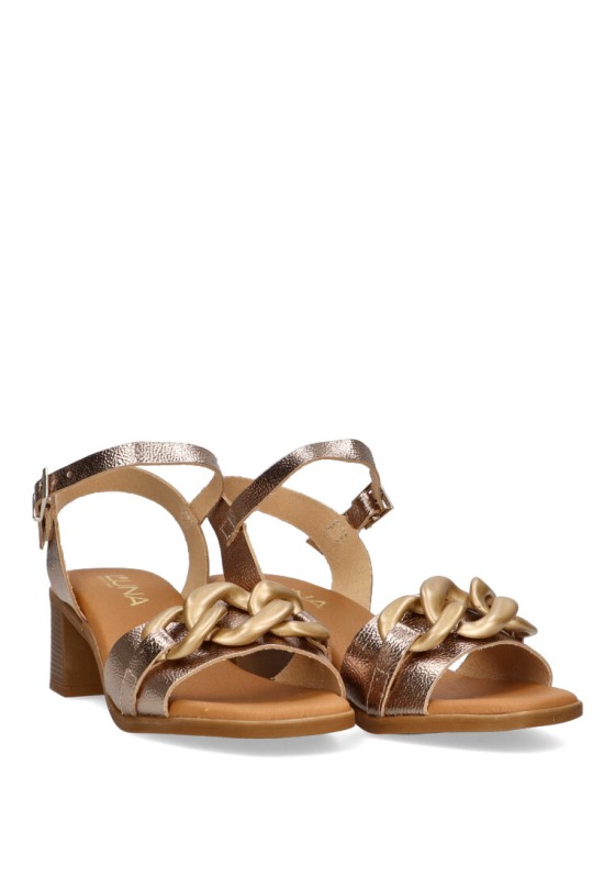 Sandalia de mujer LUNA SD 5354 oro piel tacón medio
