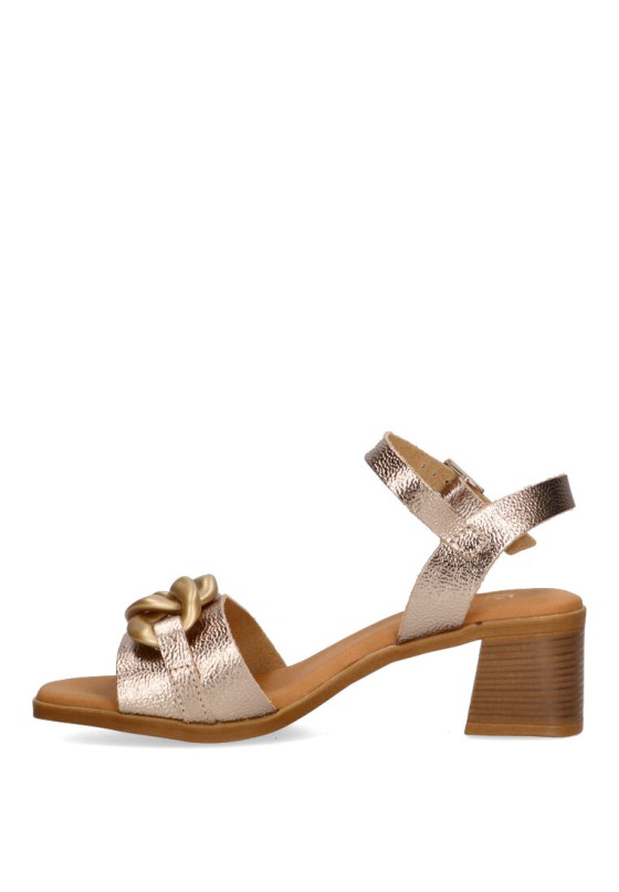 Sandalia de mujer LUNA SD 5354 oro piel tacón medio
