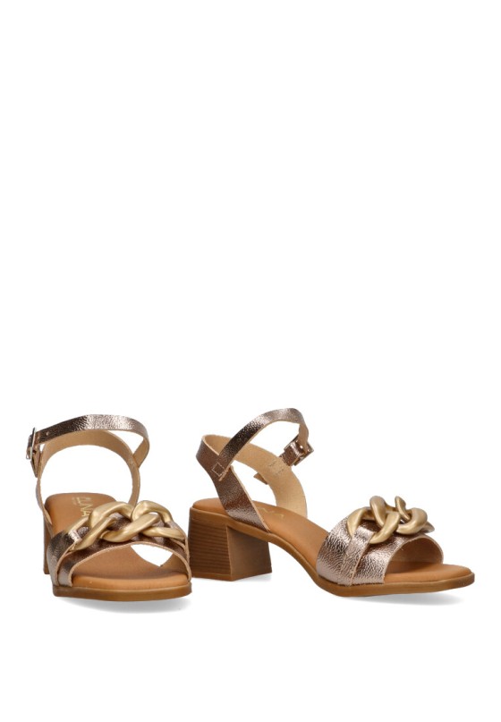 Sandalia de mujer LUNA SD 5354 oro piel tacón medio