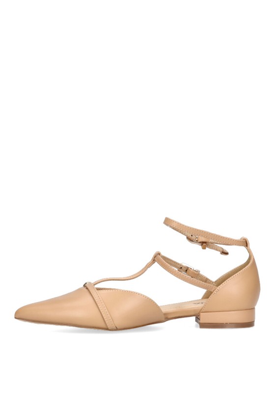 Bailarina  de mujer LUNA TREND m4155 camel sintetico suela plana