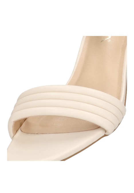 Sandalia de tacón medio beige para mujer ETIKA 90001