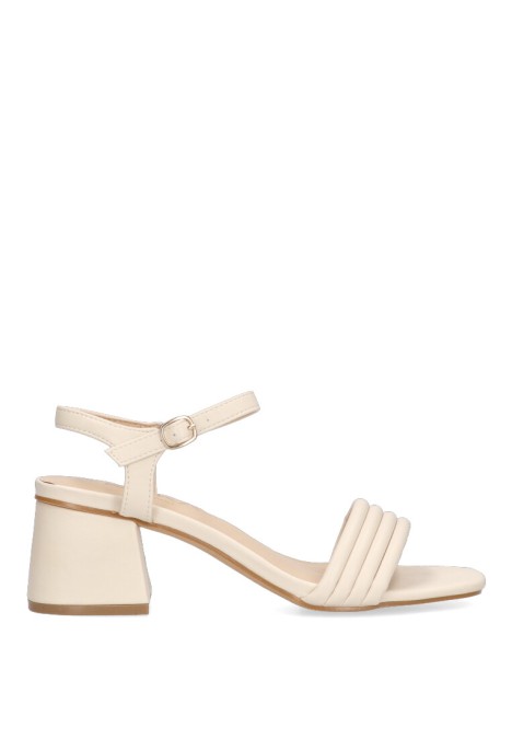 Sandalia de tacón medio beige para mujer ETIKA 90001