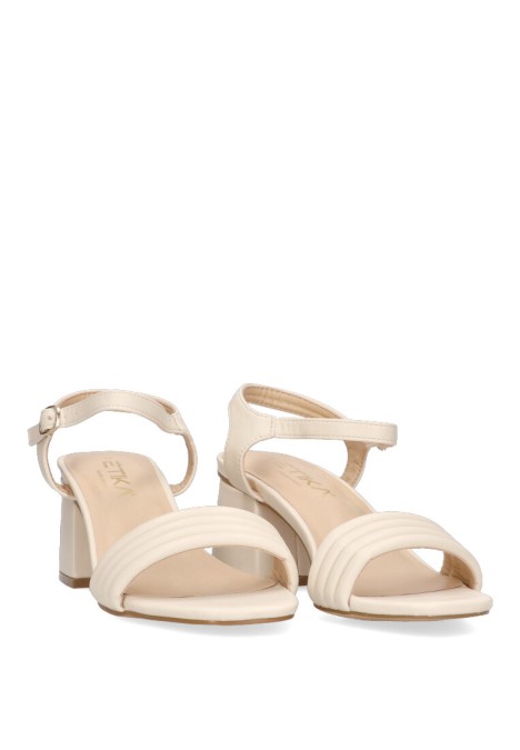 Sandalia de tacón medio beige para mujer ETIKA 90001