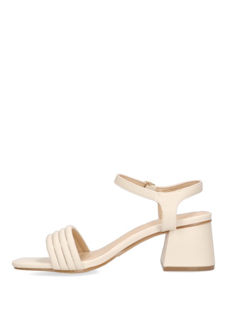 Sandalia de tacón medio beige para mujer ETIKA 90001