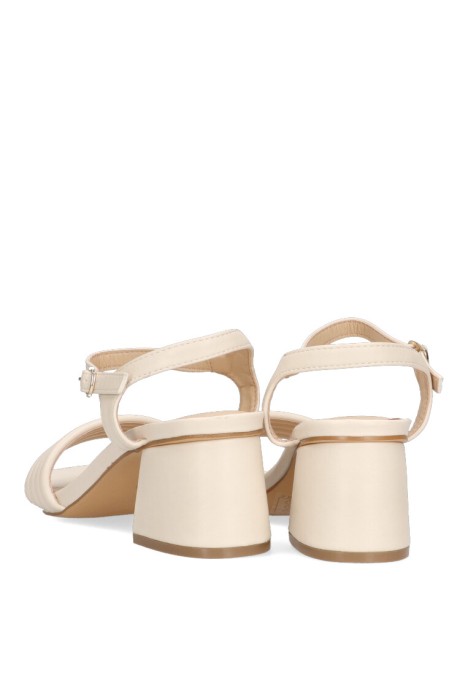 Sandalia de tacón medio beige para mujer ETIKA 90001