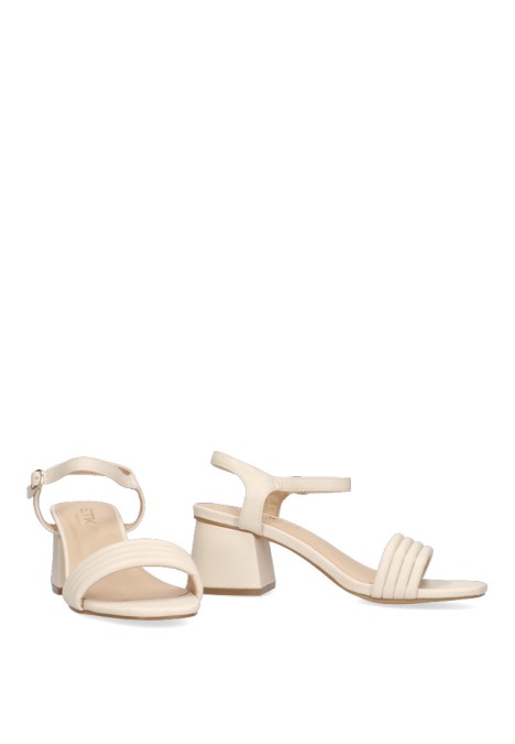 Sandalia de tacón medio beige para mujer ETIKA 90001
