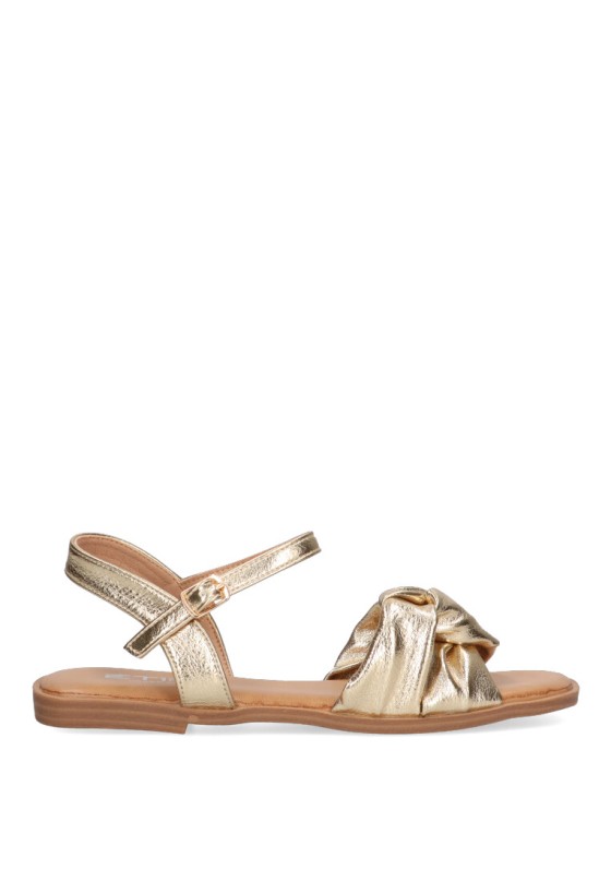 Sandalia de mujer ETIKA 10023 oro sintetico suela plana