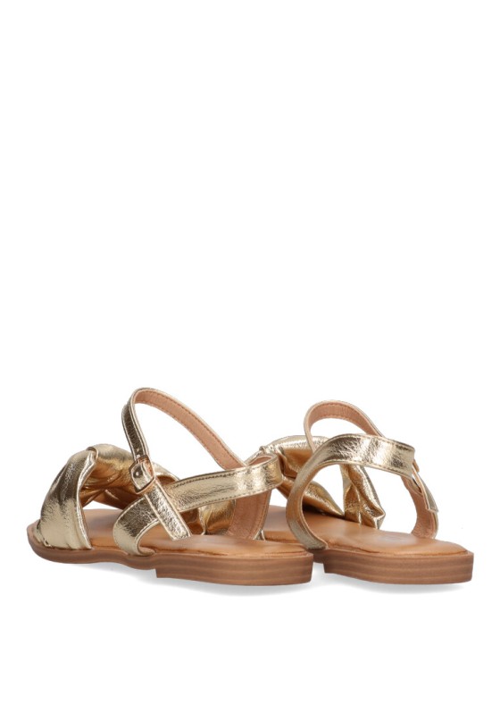 Sandalia de mujer ETIKA 10023 oro sintetico suela plana