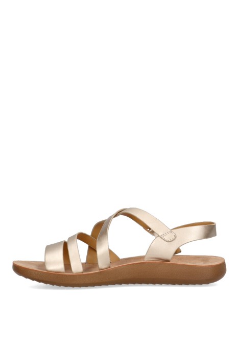 Sandalia de mujer ETIKA 10116 oro sintetico suela plana