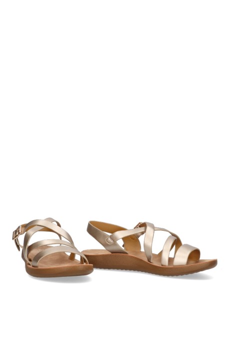 Sandalia de mujer ETIKA 10116 oro sintetico suela plana