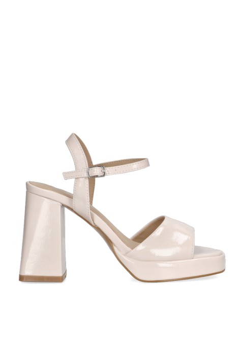 Sandalia de mujer ETIKA 90006 beige charol tacón alto