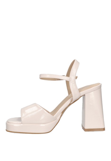 Sandalia de mujer ETIKA 90006 beige charol tacón alto