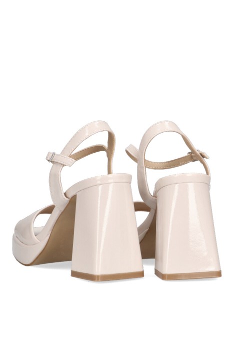 Sandalia de mujer ETIKA 90006 beige charol tacón alto