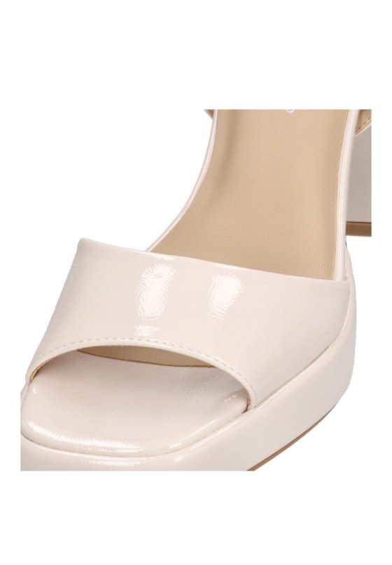 Sandalia de mujer ETIKA 90006 beige charol tacón alto