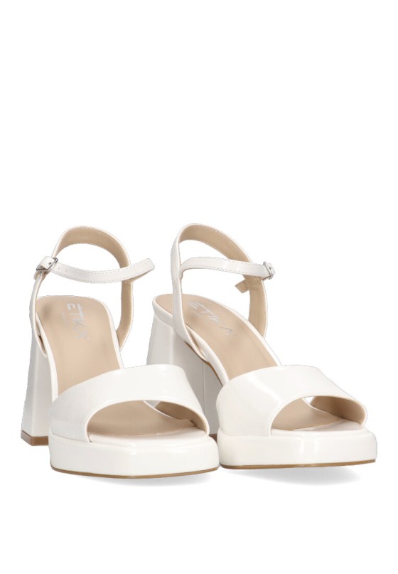 Sandalia de mujer ETIKA 90006 blanco charol tacón alto
