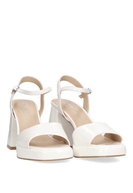 Sandalia de mujer ETIKA 90006 blanco charol tacón alto
