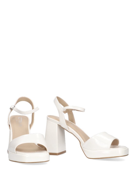Sandalia de mujer ETIKA 90006 blanco charol tacón alto
