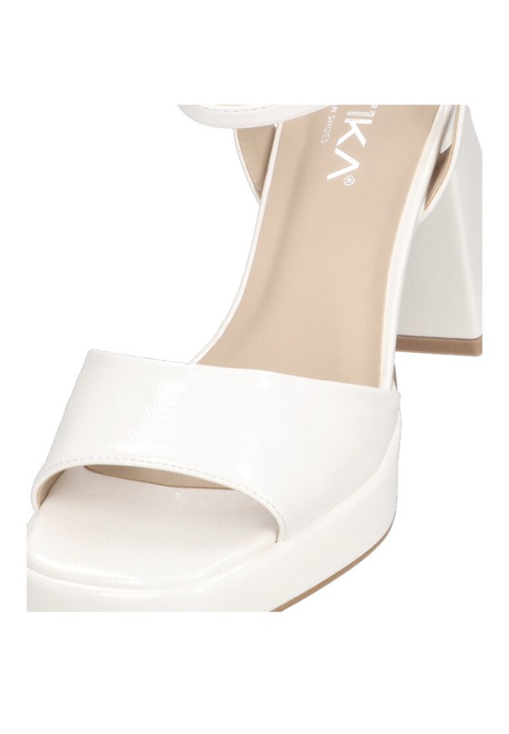 Sandalia de mujer ETIKA 90006 blanco charol tacón alto