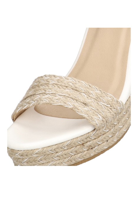 Sandalia de mujer ETIKA 20012 blanco sintetico cuña alta