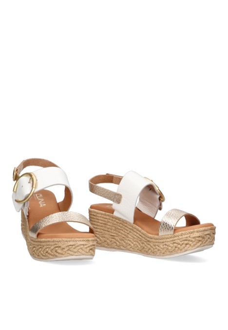 Sandalia de mujer LUNA SD 5455 platino piel cuña alta