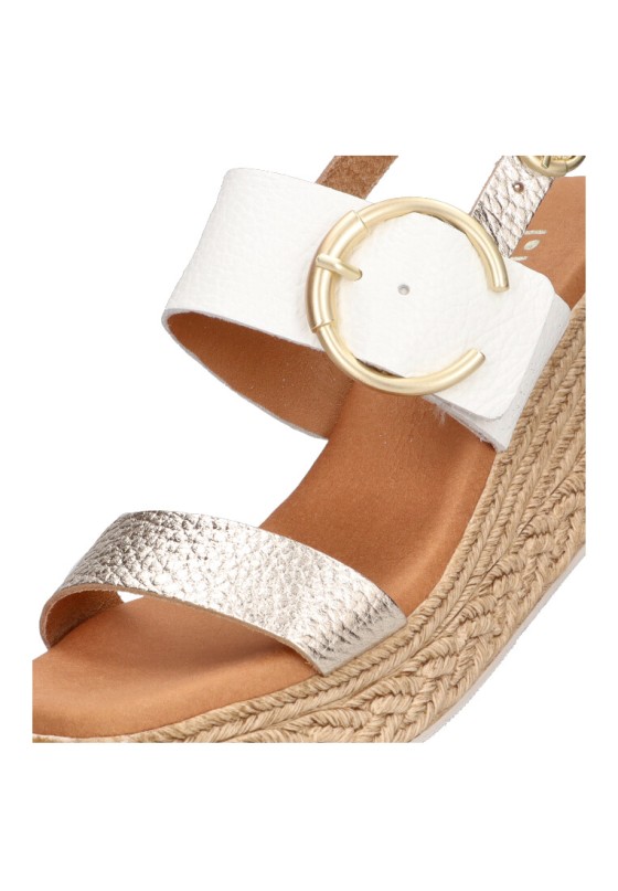 Sandalia de mujer LUNA SD 5455 platino piel cuña alta