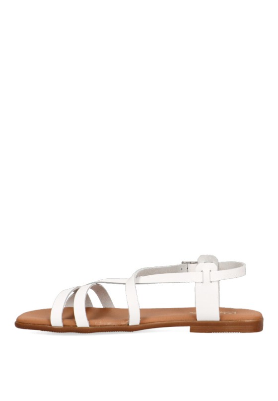 Sandalia de mujer LUNA SD 5316 blanco piel suela plana
