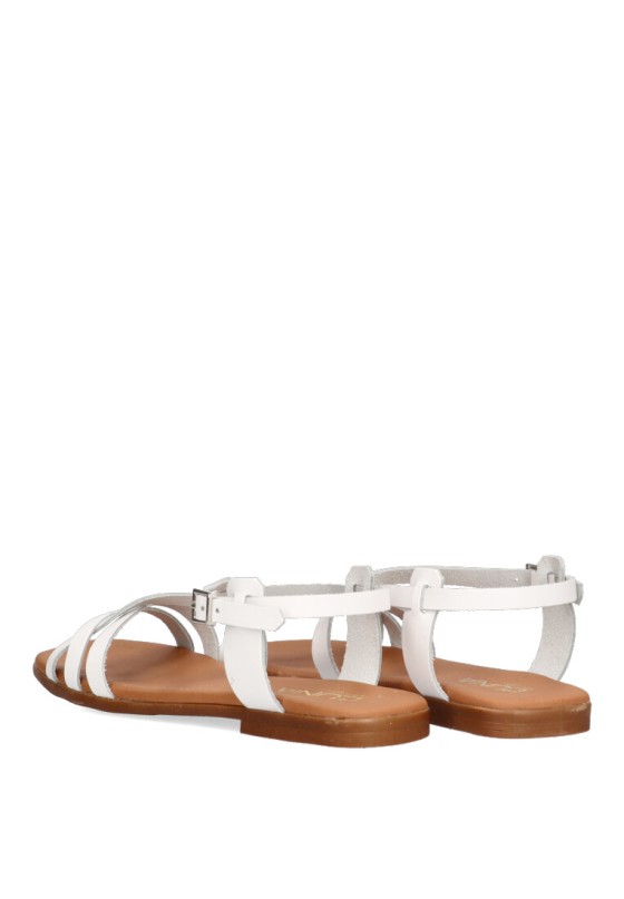 Sandalia de mujer LUNA SD 5316 blanco piel suela plana