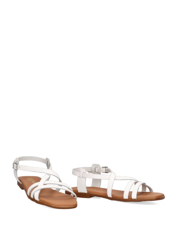 Sandalia de mujer LUNA SD 5316 blanco piel suela plana