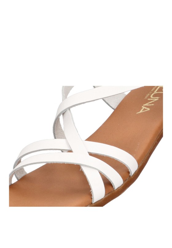 Sandalia de mujer LUNA SD 5316 blanco piel suela plana