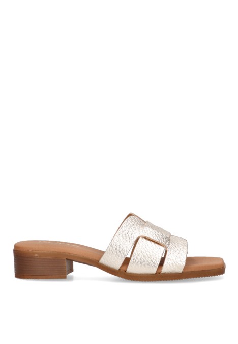 Sandalia de mujer LUNA SD 5343 platino piel suela plana