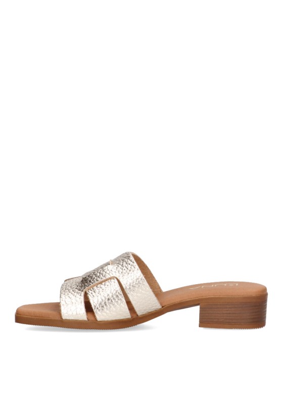 Sandalia de mujer LUNA SD 5343 platino piel suela plana