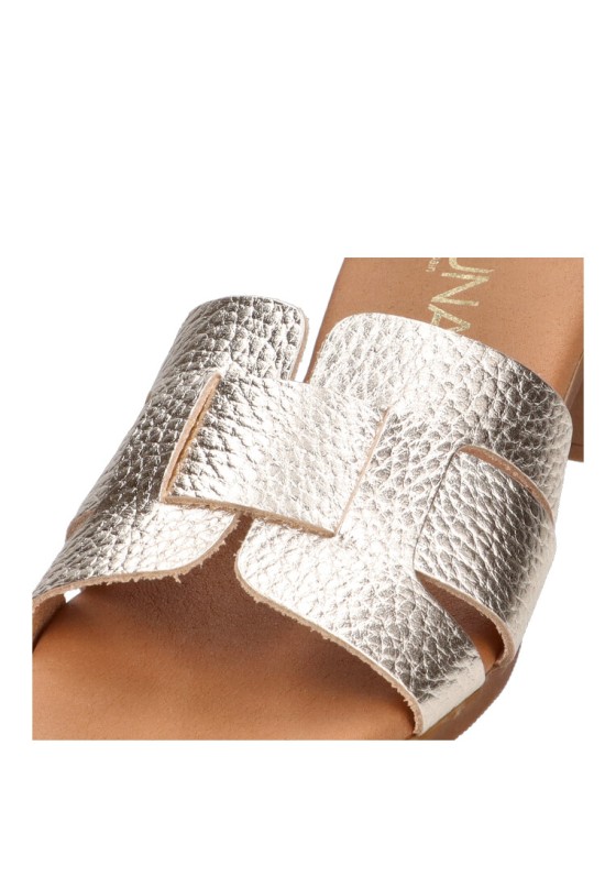 Sandalia de mujer LUNA SD 5343 platino piel suela plana