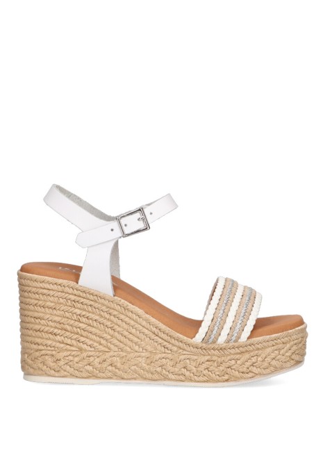 Sandalia de mujer LUNA SD 5462 blanco piel cuña alta
