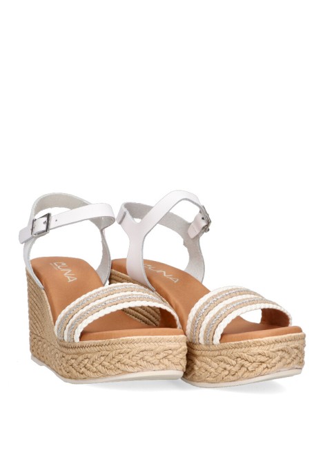 Sandalia de mujer LUNA SD 5462 blanco piel cuña alta