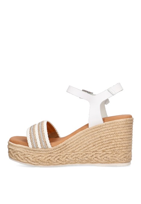 Sandalia de mujer LUNA SD 5462 blanco piel cuña alta