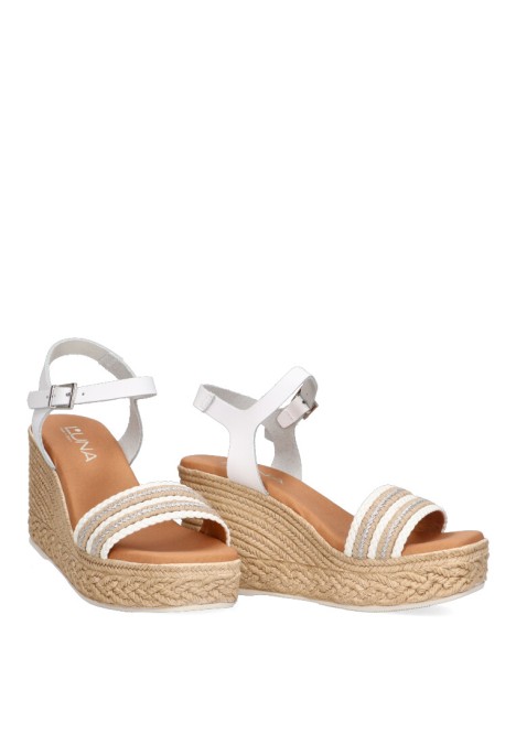 Sandalia de mujer LUNA SD 5462 blanco piel cuña alta