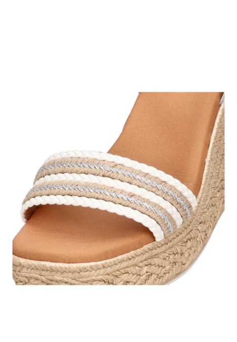 Sandalia de mujer LUNA SD 5462 blanco piel cuña alta
